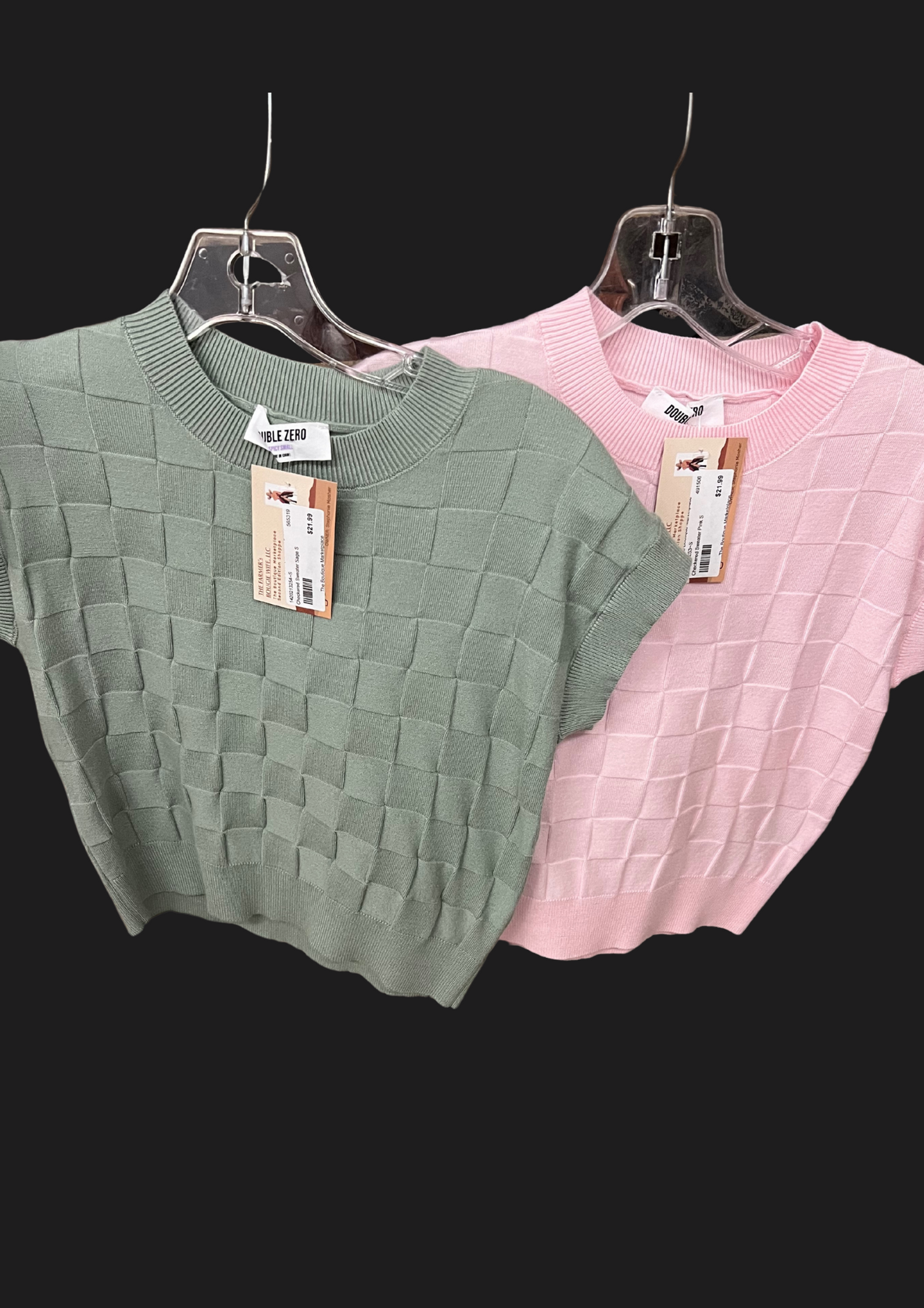 Sage/ Pink Checkered Sweater