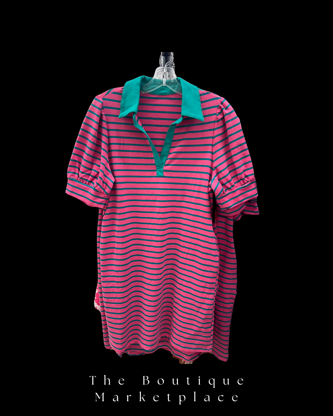 Striped Balloon Sleeve Dress