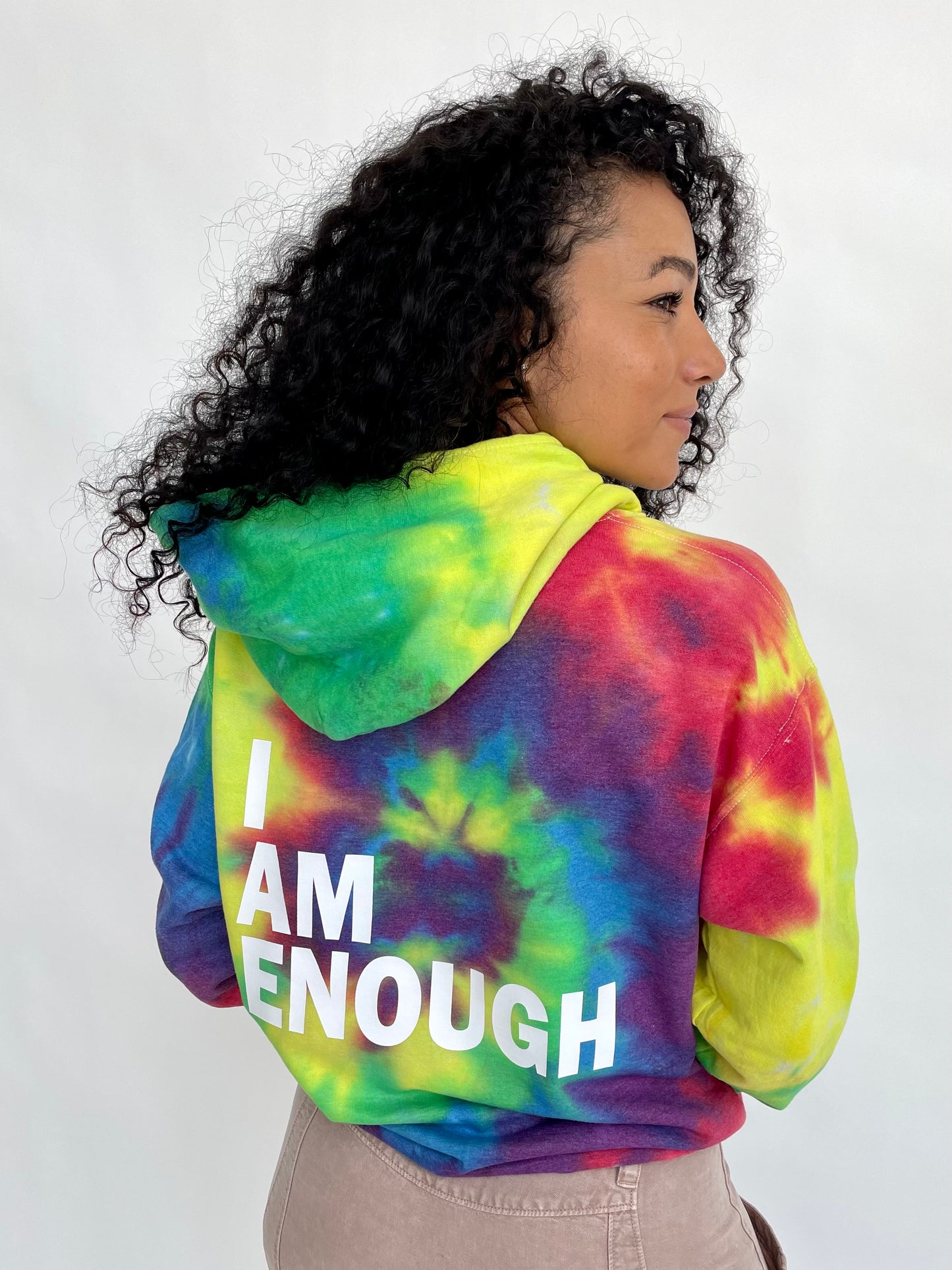 I AM ENOUGH TIE DYE HOODIE