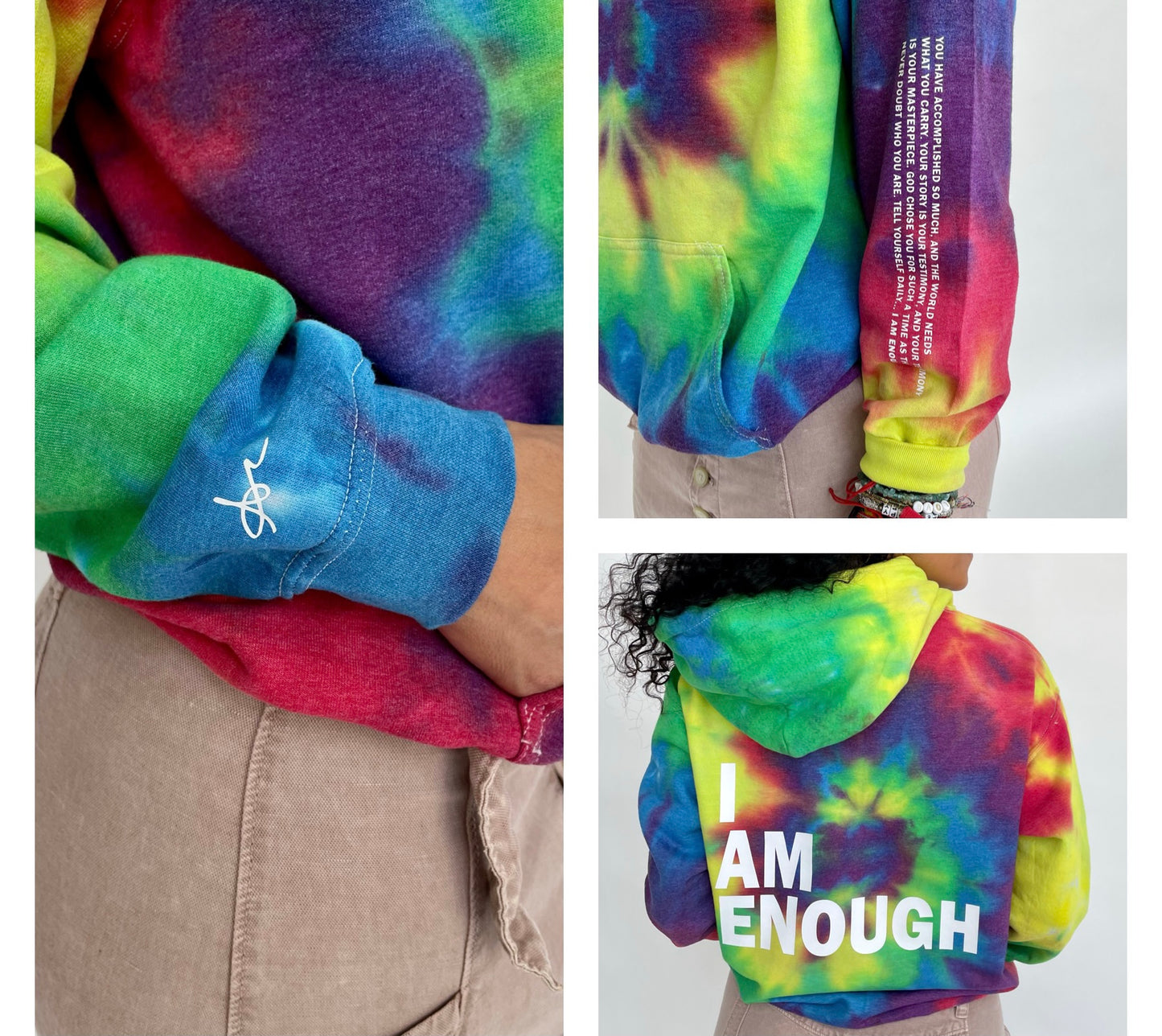 I AM ENOUGH TIE DYE HOODIE